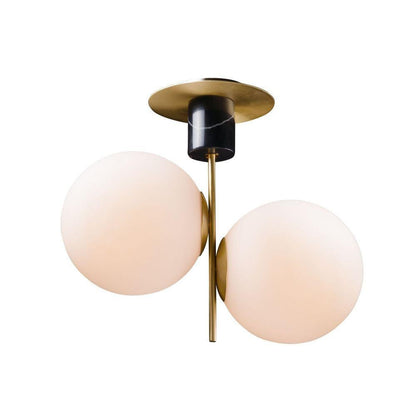 Maxim Lighting 26032SWSBRBK Vesper 2 Light Satin Brass Black Semi-Flush Mount Ceiling Light White Background