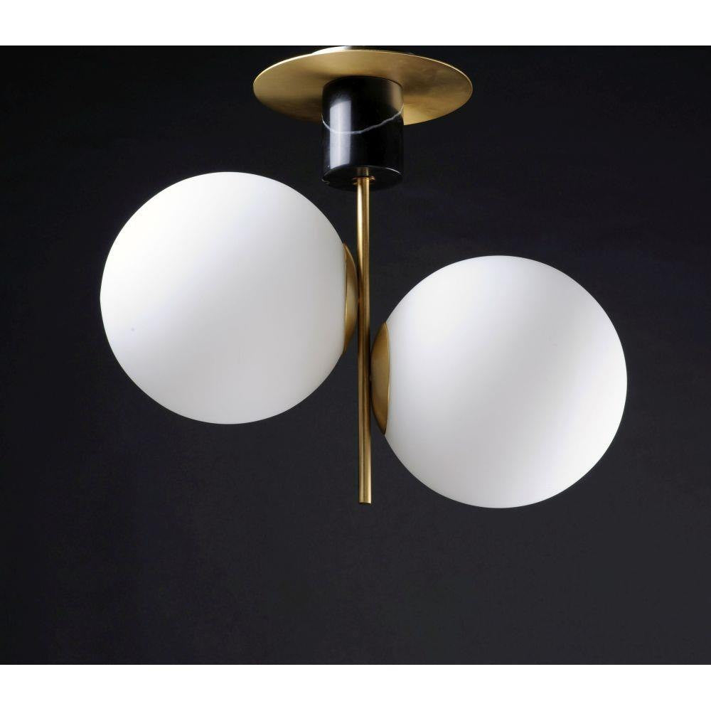 Maxim Lighting 26032SWSBRBK Vesper 2 Light Satin Brass Black Semi-Flush Mount Ceiling Light