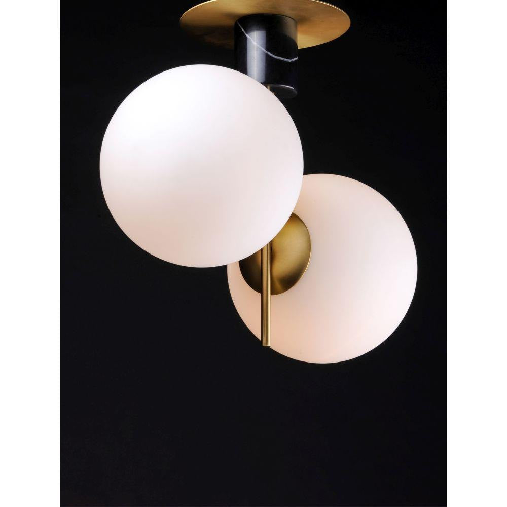 Maxim Lighting 26032SWSBRBK Vesper 2 Light Satin Brass Black Semi-Flush Mount Ceiling Light Angle View