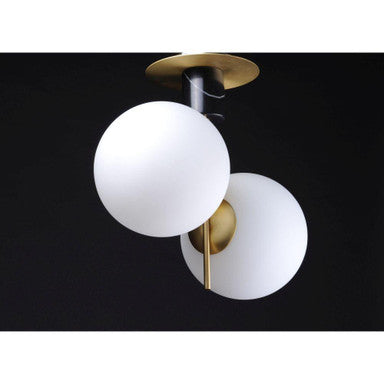 Maxim Lighting 26032SWSBRBK Vesper 2 Light Satin Brass Black Semi-Flush Mount Ceiling Light Detail View