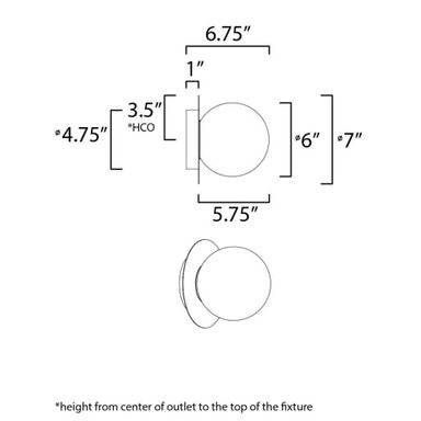 Maxim Lighting 26033SWSBRBK Vesper Wall Sconce Dimensions Diagram