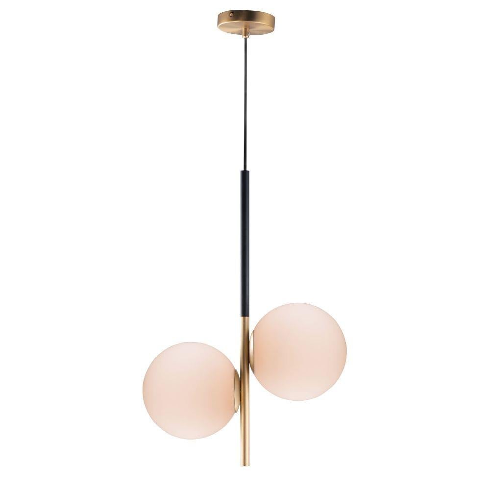 Maxim Lighting 26035SWSBRBK Vesper 2 Light Pendant full view in Satin Brass with Black Accents finish on white background