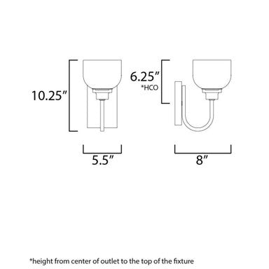 Maxim Lighting 26061WTPC Swale 1 Light Bath Vanity Wall Light - dimension diagram