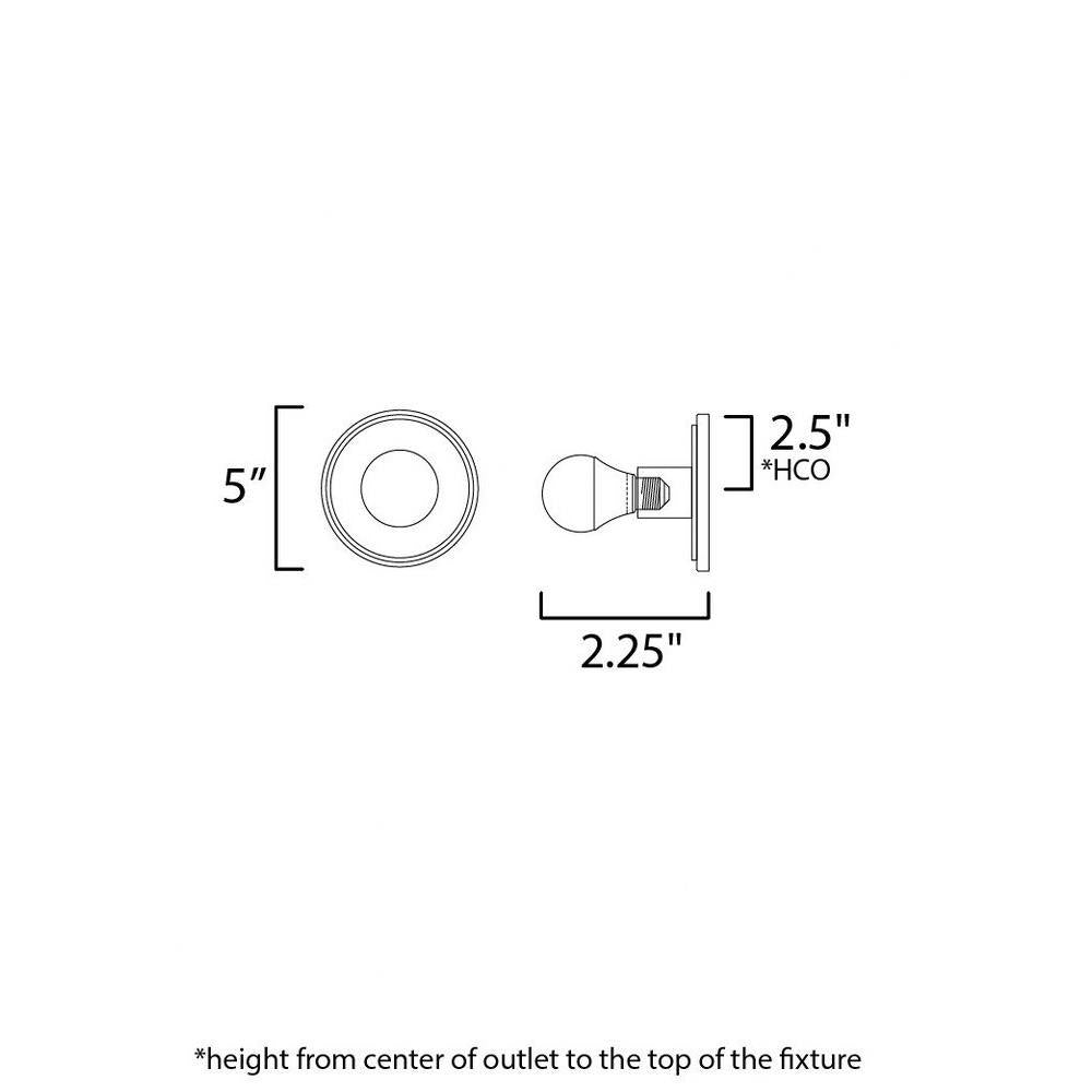 Maxim Lighting 26091WTBKPC/BUL Hollywood Wall Sconce Dimensions Diagram