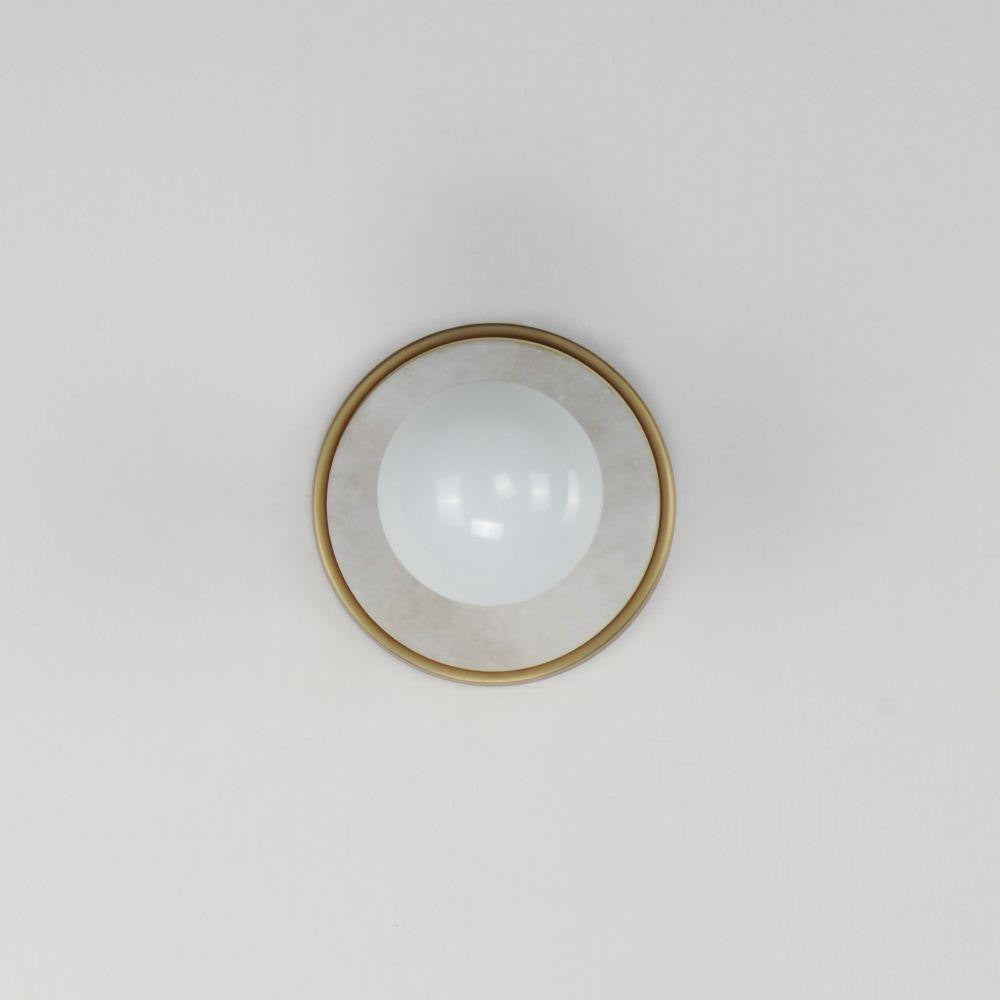 Maxim Lighting 26091WANAB Hollywood Bath Vanity Wall Light - front-on view showing globe shade and round alabaster backplate