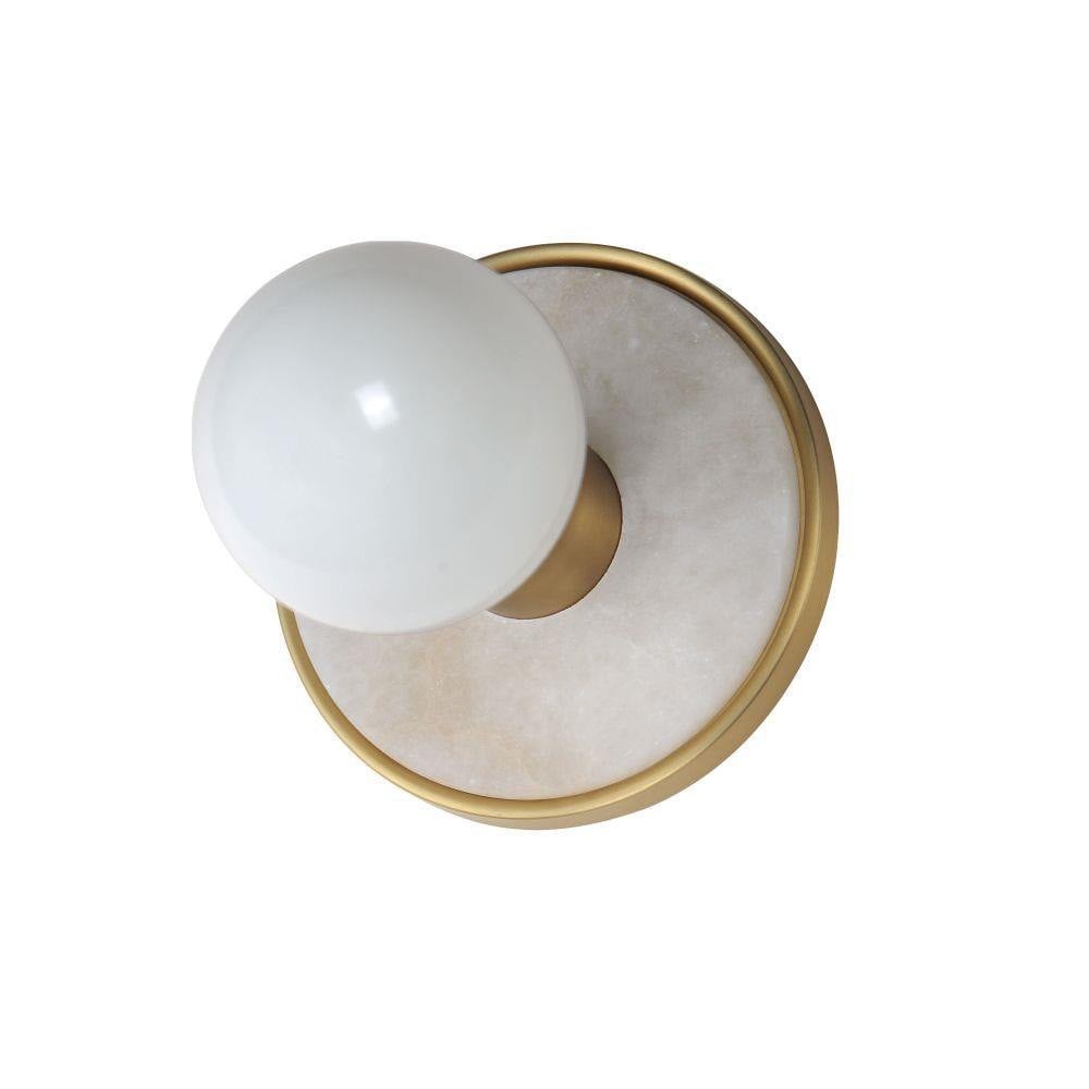 Maxim Lighting 26091WANAB Hollywood 1 Light Bath Vanity Wall Light in White Alabaster and Natural Aged Brass - angled product view