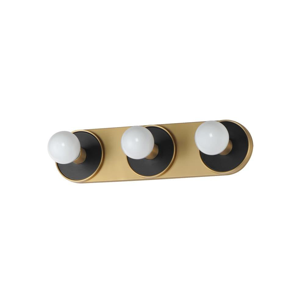 Maxim Lighting 26093BKNAB/BUL Hollywood 3 Light 20 Inch Black/Natural Aged Brass Bath Vanity Wall Light