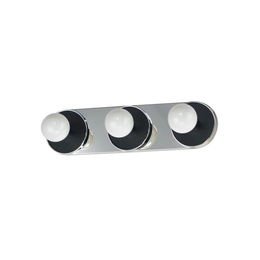 Maxim Lighting 26093WTBKPC Hollywood 3 Light Bath Vanity Wall Sconce in Black/Polished Chrome