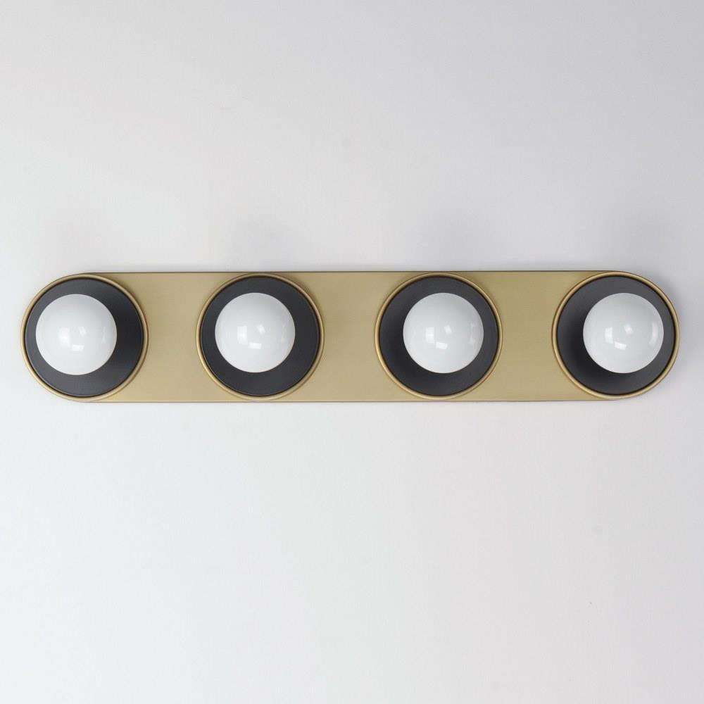 Maxim Lighting 26094BKNAB Hollywood 4 Light 26.5 Inch Black/Natural Aged Brass Bath Vanity Wall Light - Front View