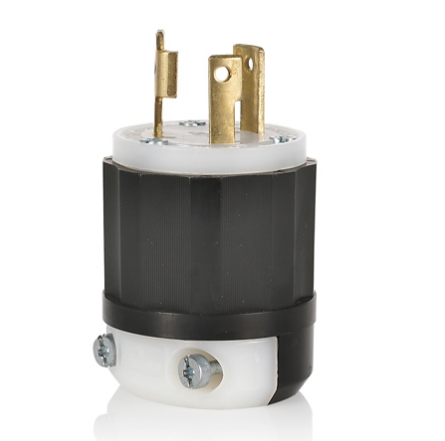 Leviton 2611 30 Amp, 125 Volt, NEMA L5-30P, 2P, 3W, Locking Plug, Industrial Grade, Grounding - Black/White