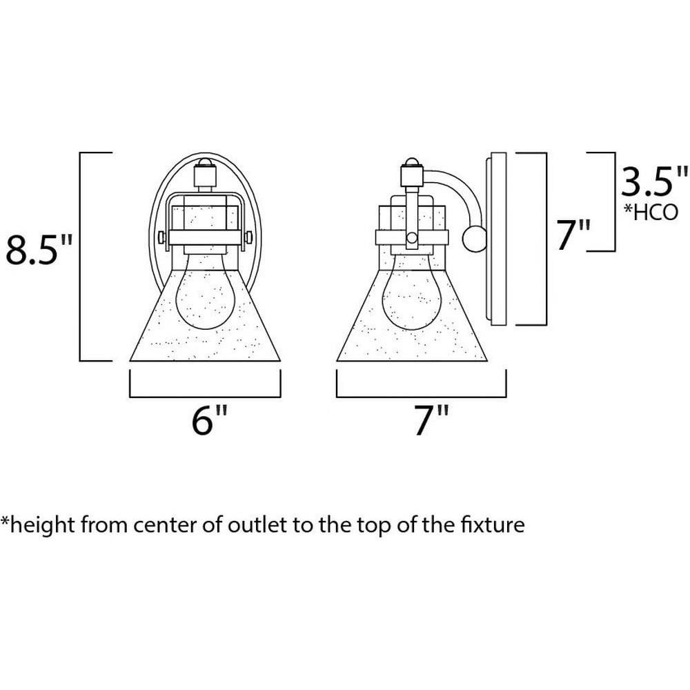 Maxim Lighting 26111CDPC/BUL Seafarer Wall Sconce Dimensions Diagram - 8.5 inch Height, 6 inch Width, 7 inch Depth