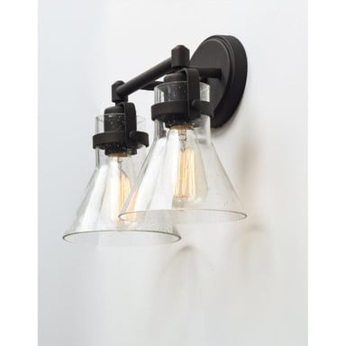 Maxim Lighting 26112CDOI Seafarer 2 Light Oil Rubbed Bronze Bath Vanity Wall Light - Lit Side View
