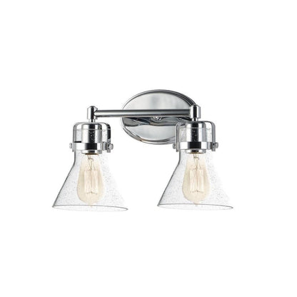 Maxim Lighting 26112CDPC/BUL Seafarer 2 Light Bath Vanity Wall Light in Polished Chrome with Clear Seedy Glass