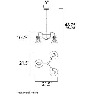 Maxim Lighting 26116CDPC Seafarer Chandelier Dimensions Diagram