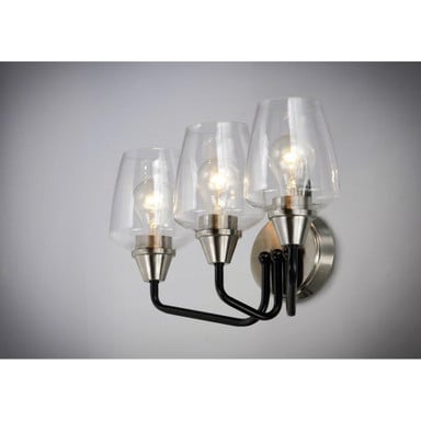 Maxim Lighting 26122CLBKSN Goblet 3 Light Bath Vanity Wall Light Angle View
