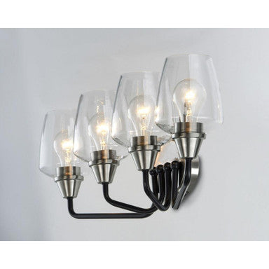 Maxim Lighting 26123CLBZAB Goblet 4 Light Vanity Light Side Angle View Showing Depth and Profile