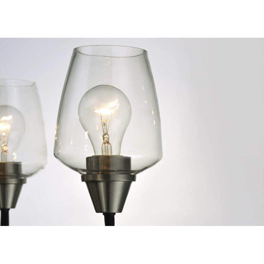 Maxim Lighting 26124CLBKSN Goblet Chandelier Close-Up of Clear Glass Shades and Satin Nickel Hardware