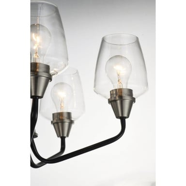 Maxim Lighting 26124CLBKSN Goblet Chandelier Detail View of Arms and Glass Shades