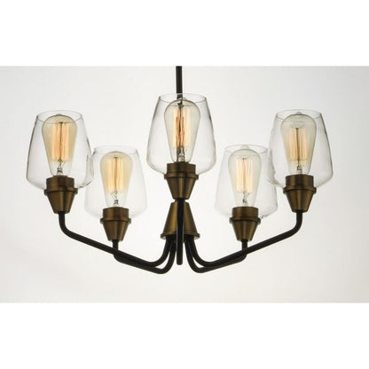 Maxim Lighting 26125CLBZAB Goblet 5 Light Chandelier Bronze Antique Brass Angled View