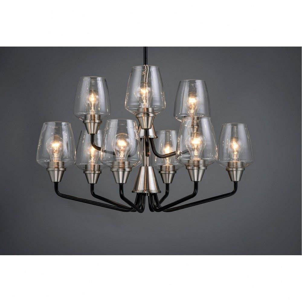 Maxim Lighting 26127CLBKSN Goblet 9 Light Black/Satin Nickel Chandelier on dark background