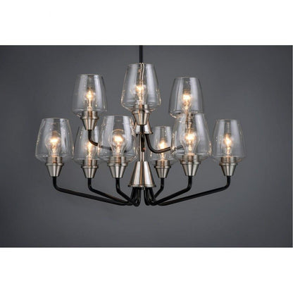 Maxim Lighting 26127CLBKSN Goblet 9 Light Black/Satin Nickel Chandelier on dark background