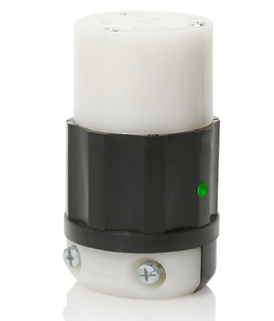 Leviton 2613-PLC 30 Amp, 125 Volt, NEMA L5-30R, 2P, 3W, Locking Connector, Industrial Grade, Grounding - Black-White