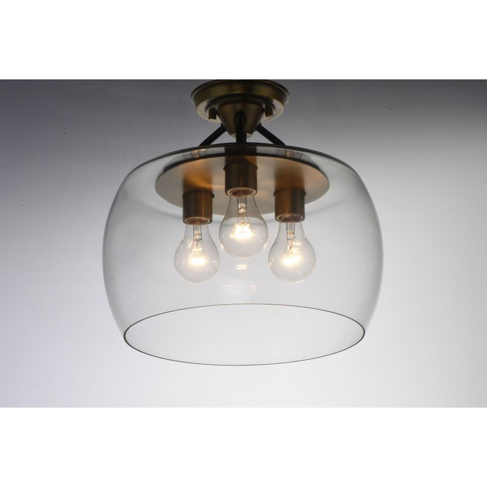 Maxim Lighting 26130CLBZAB Goblet 3 Light 13.5 Inch Bronze Antique Brass Semi-Flush Mount Ceiling Light