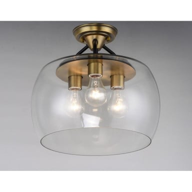 Maxim Lighting 26130CLBZAB Goblet 3 Light 13.5 Inch Bronze/Antique Brass Semi-Flush Mount Ceiling Light Angle View