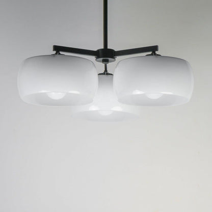 Maxim Lighting 26143WTBK Glazed 3 Light Chandelier White/Black Finish Lit View