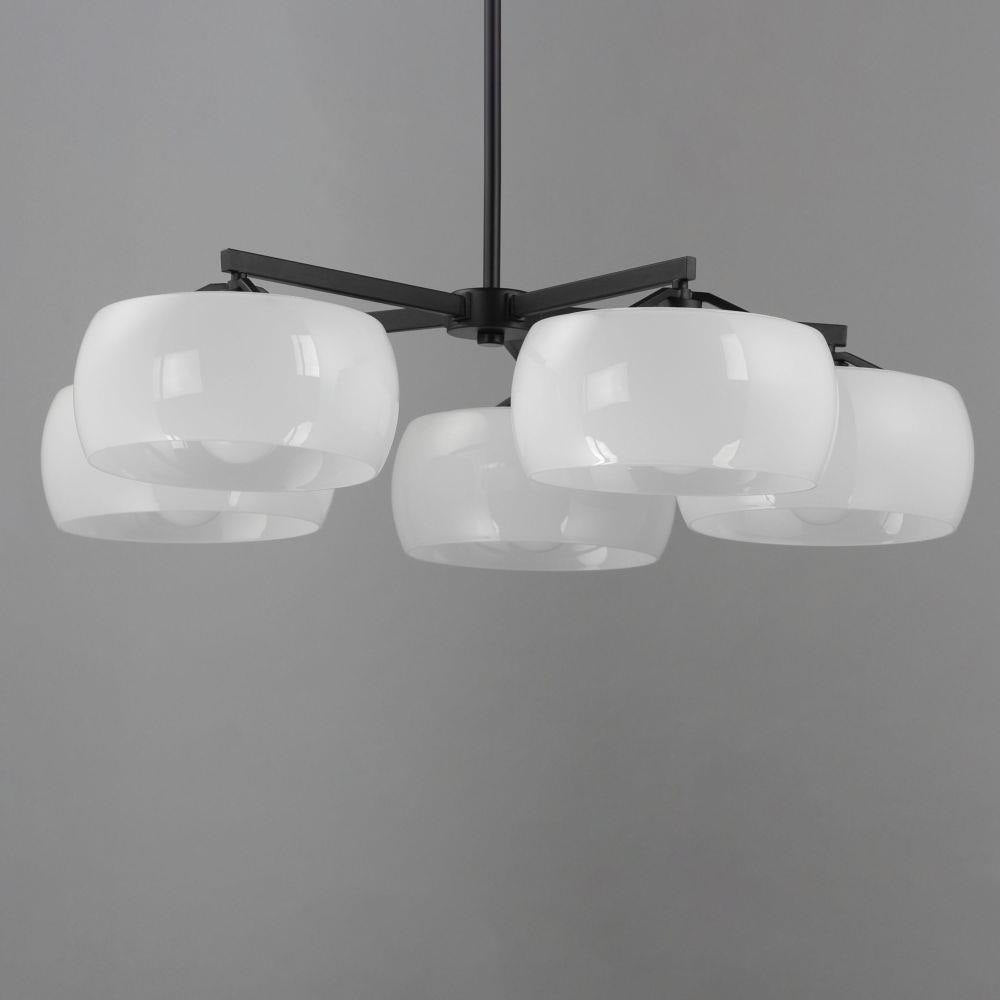 Maxim Lighting 26145WTBK Glazed 5 Light 36 inch White/Black Chandelier Ceiling Light - Detail View