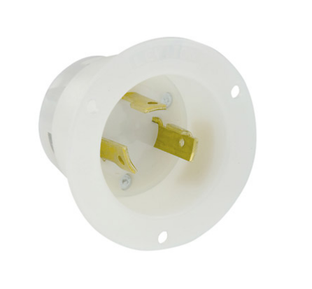 Leviton 2615 30 Amp, 125 Volt, Flanged Inlet Locking Receptacle, Industrial Grade