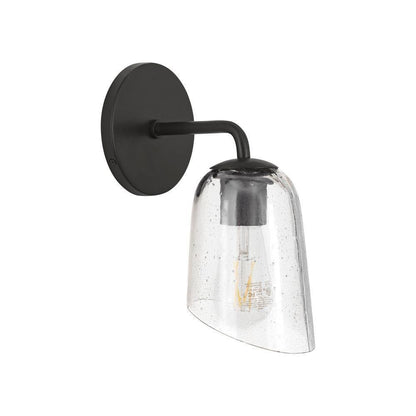 Maxim Lighting 26260SSDBZ Keppe 1 Light 11 Inch Wall Sconce in Satin Steel Dark Bronze with Seeded Glass Shade