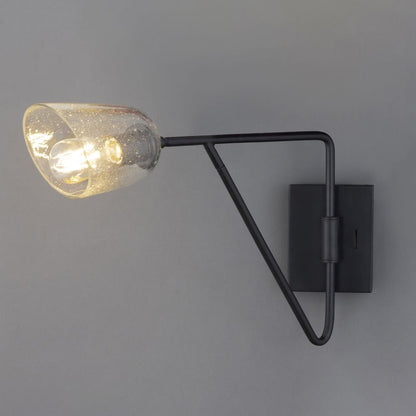 Maxim Lighting 26261SSDBZ Keppe 1 Light Dark Bronze Wall Sconce with Seeded Glass Shade - Angled View Lit