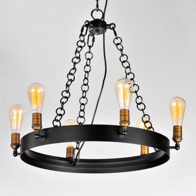 Maxim Lighting 26273BKNAB Noble 6 Light Black Natural Aged Brass Wagon Wheel Chandelier - Lower angle view