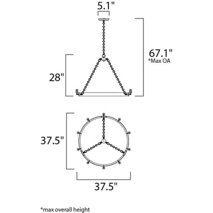 Maxim Lighting 26275BKNAB/BUL Noble Chandelier Dimensions Diagram