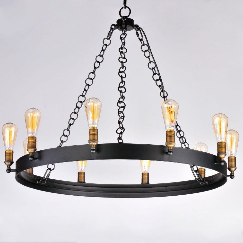 Maxim Lighting 26275BKNAB Noble 10 Light 37.5 inch Black with Natural Aged Brass Chandelier Ceiling Light - close-up view