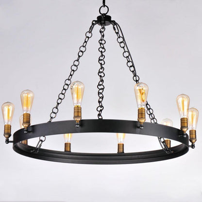Maxim Lighting 26275BKNAB Noble 10 Light 37.5 inch Black with Natural Aged Brass Chandelier Ceiling Light - close-up view