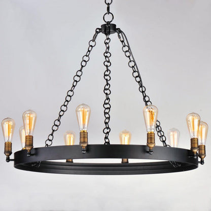 Maxim Lighting 26275BKNAB Noble 10 Light 37.5 inch Black with Natural Aged Brass Chandelier Ceiling Light - angled close-up view