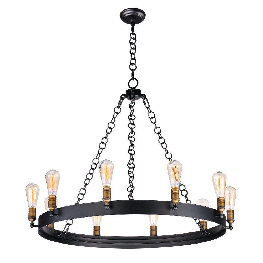 Maxim Lighting 26275BKNAB/BUL Noble 10 Light 37.5 inch Black Natural Aged Brass Chandelier Ceiling Light