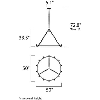 Maxim Lighting 26276BKNAB Noble Chandelier Dimension Diagram