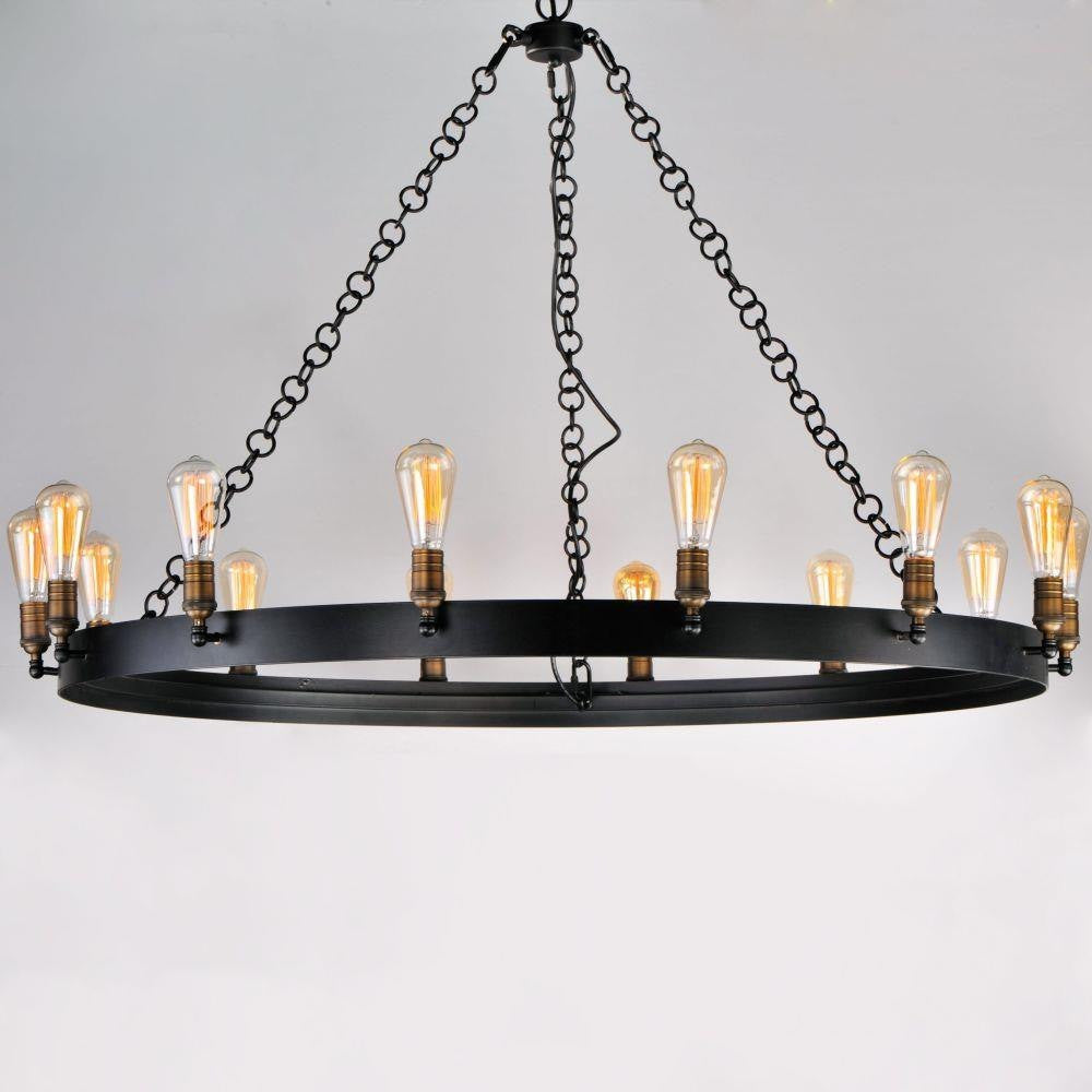 Maxim Lighting 26276BKNAB Noble 14 Light Wagon Wheel Chandelier Full View