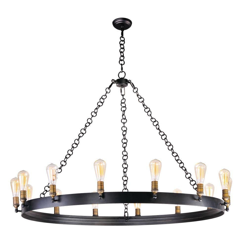 Maxim Lighting 26276BKNAB/BUL Noble 14 Light 50 Inch Black Natural Aged Brass Chandelier Ceiling Light