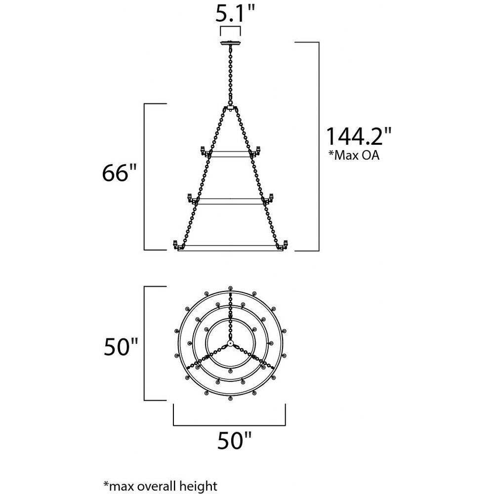Maxim Lighting 26278BKNAB/BUL Noble Chandelier Dimensions Schematic
