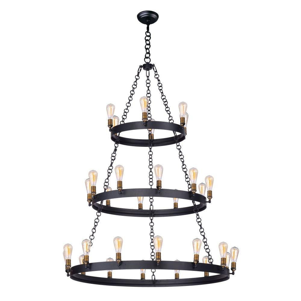 Maxim Lighting 26278BKNAB Noble 30 Light 3 Tier Black Chandelier on white background