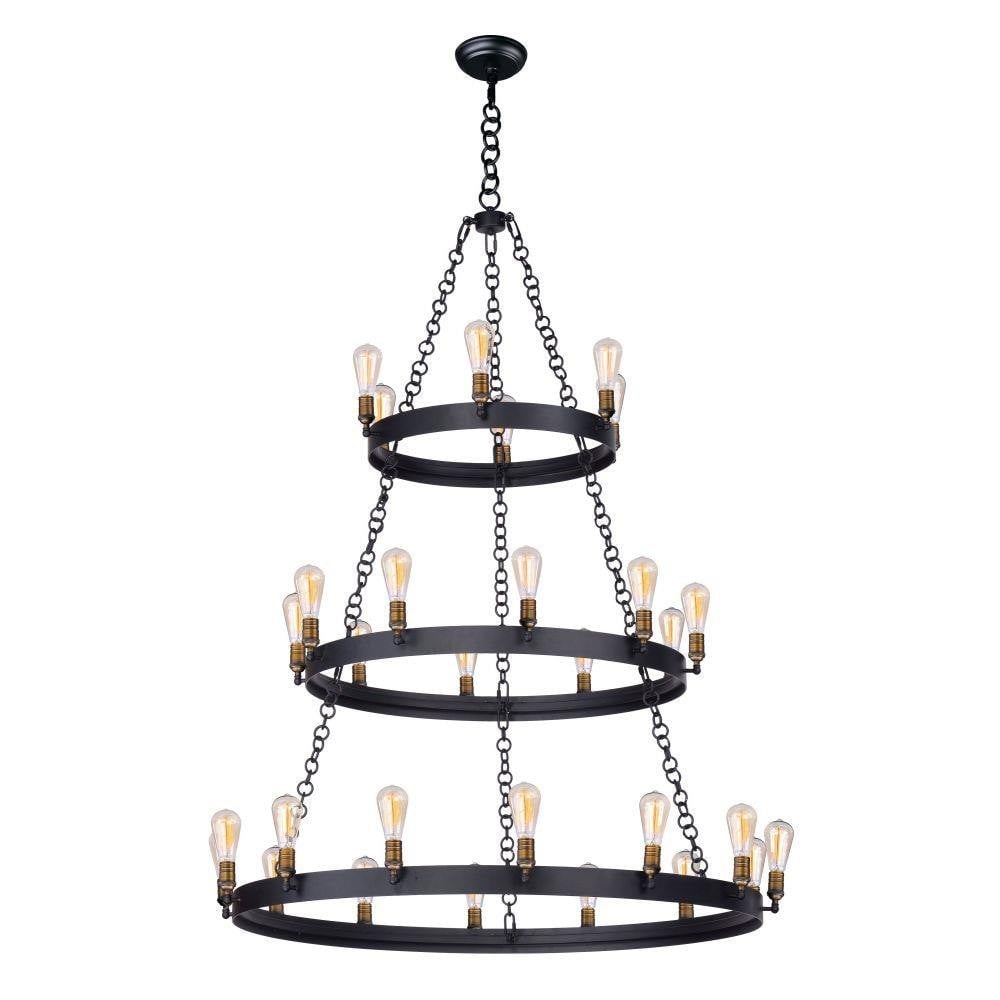 Maxim Lighting 26278BKNAB/BUL Noble 30 Light Black with Natural Aged Brass Chandelier Ceiling Light