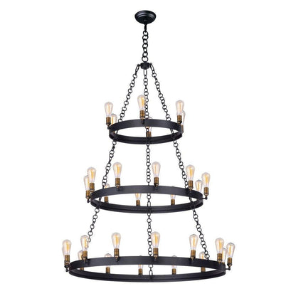 Maxim Lighting 26278BKNAB/BUL Noble 30 Light Black with Natural Aged Brass Chandelier Ceiling Light