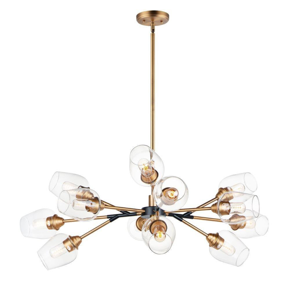 Maxim Lighting 26347CLABBK Savvy 12 Light Chandelier in Black and Antique Brass on white background