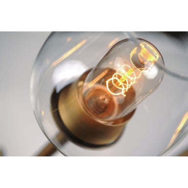 Maxim Lighting 26347CLABBK Savvy Chandelier bulb and clear glass shade detail
