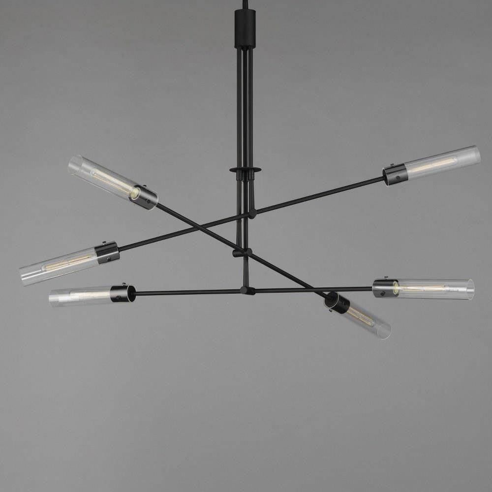 Maxim Lighting 26376CLBK Equilibrium 6 Light Black Pendant Ceiling Light - Angled View on Gray Background