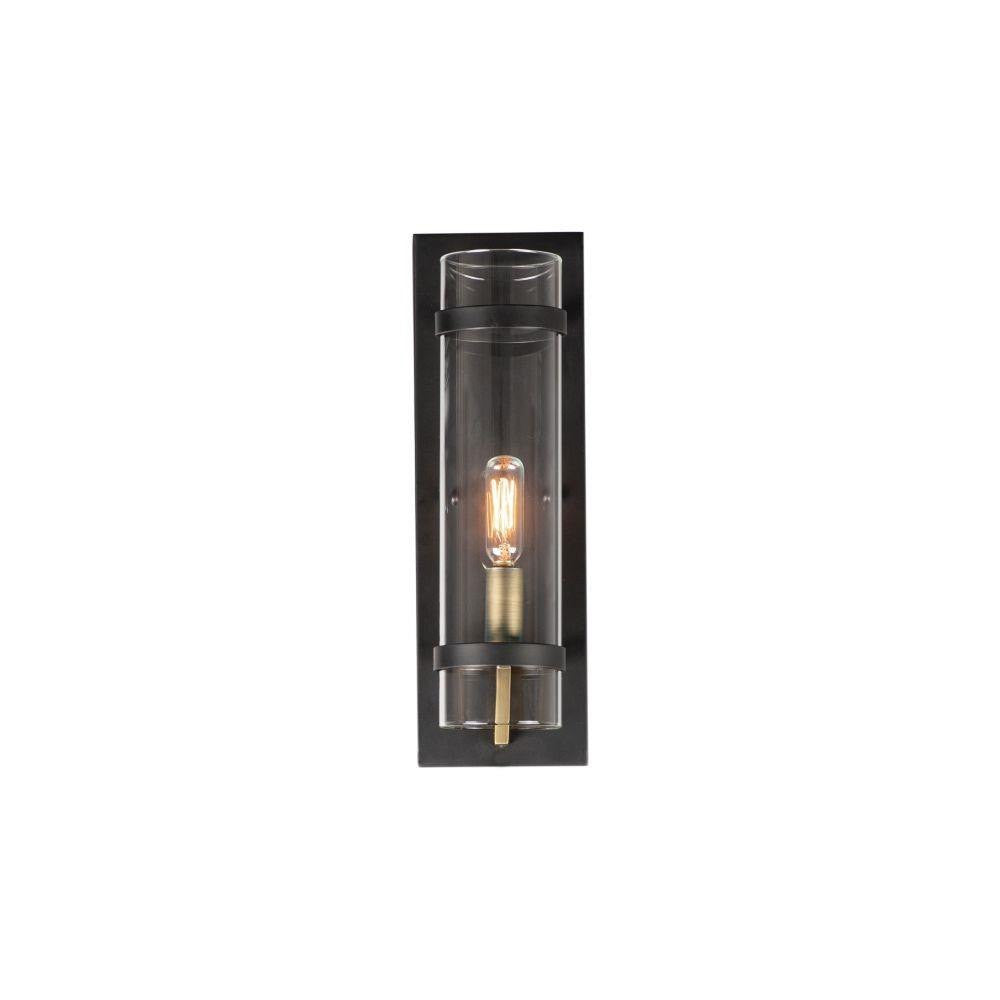 Maxim Lighting 2640BKAB Capitol 1 Light Black and Antique Brass Wall Sconce - White Background